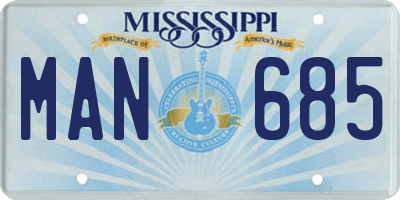 MS license plate MAN685