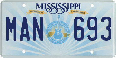 MS license plate MAN693