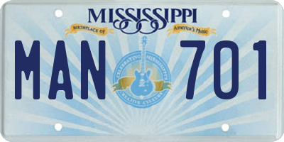 MS license plate MAN701