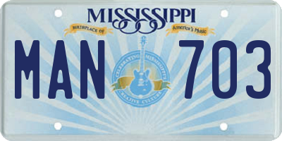 MS license plate MAN703
