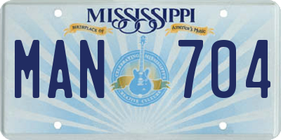 MS license plate MAN704