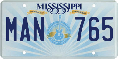 MS license plate MAN765
