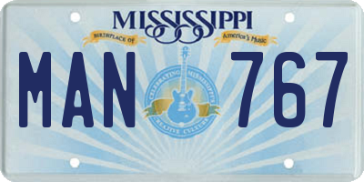 MS license plate MAN767
