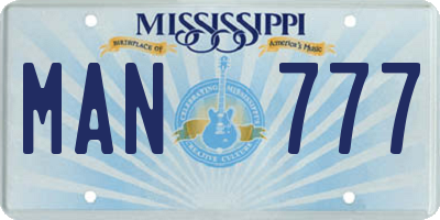 MS license plate MAN777