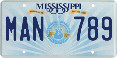 MS license plate MAN789