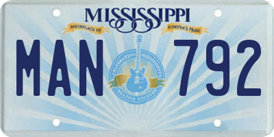 MS license plate MAN792