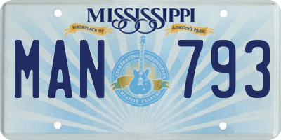 MS license plate MAN793