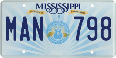 MS license plate MAN798