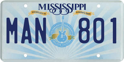 MS license plate MAN801