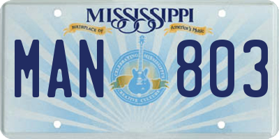 MS license plate MAN803