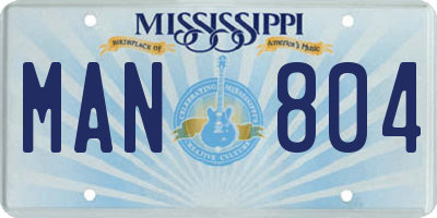 MS license plate MAN804