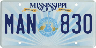 MS license plate MAN830