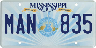 MS license plate MAN835