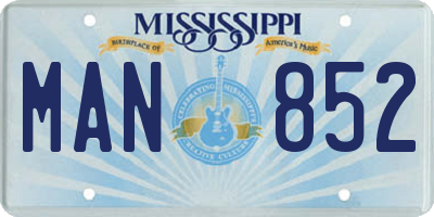 MS license plate MAN852