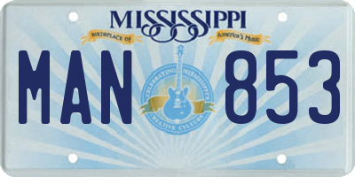 MS license plate MAN853