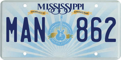 MS license plate MAN862
