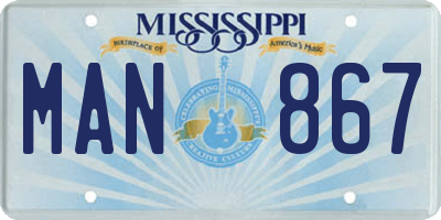 MS license plate MAN867