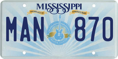 MS license plate MAN870
