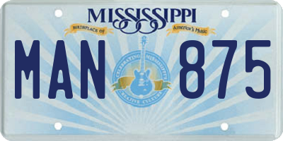 MS license plate MAN875