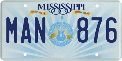 MS license plate MAN876