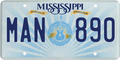 MS license plate MAN890