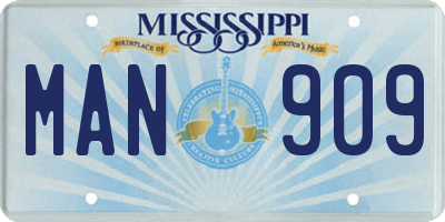MS license plate MAN909