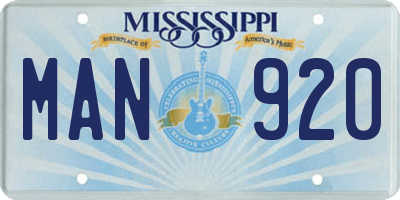 MS license plate MAN920