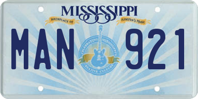 MS license plate MAN921
