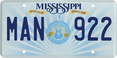 MS license plate MAN922