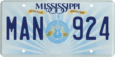 MS license plate MAN924