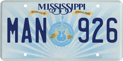 MS license plate MAN926
