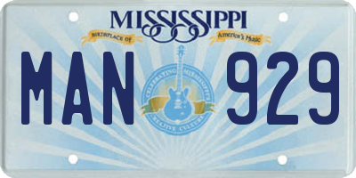 MS license plate MAN929