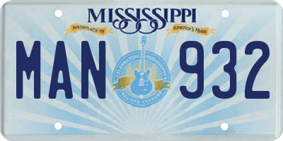 MS license plate MAN932