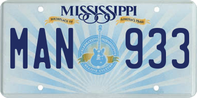 MS license plate MAN933