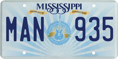 MS license plate MAN935