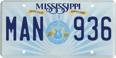 MS license plate MAN936