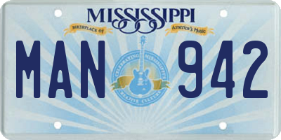MS license plate MAN942