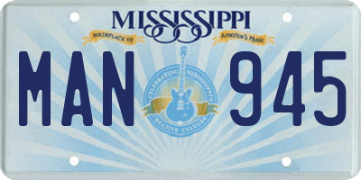 MS license plate MAN945