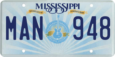MS license plate MAN948