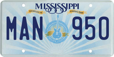 MS license plate MAN950