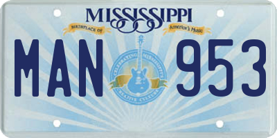 MS license plate MAN953