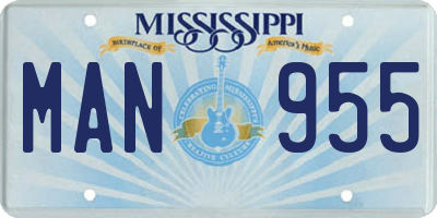 MS license plate MAN955