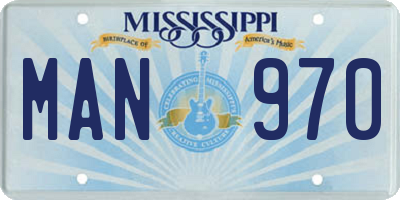 MS license plate MAN970