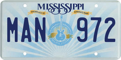 MS license plate MAN972