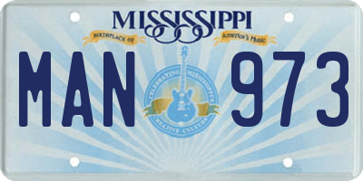 MS license plate MAN973
