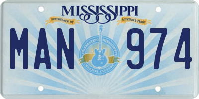 MS license plate MAN974