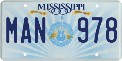 MS license plate MAN978