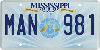 MS license plate MAN981