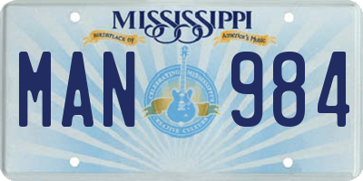MS license plate MAN984