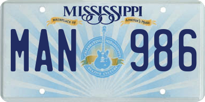 MS license plate MAN986